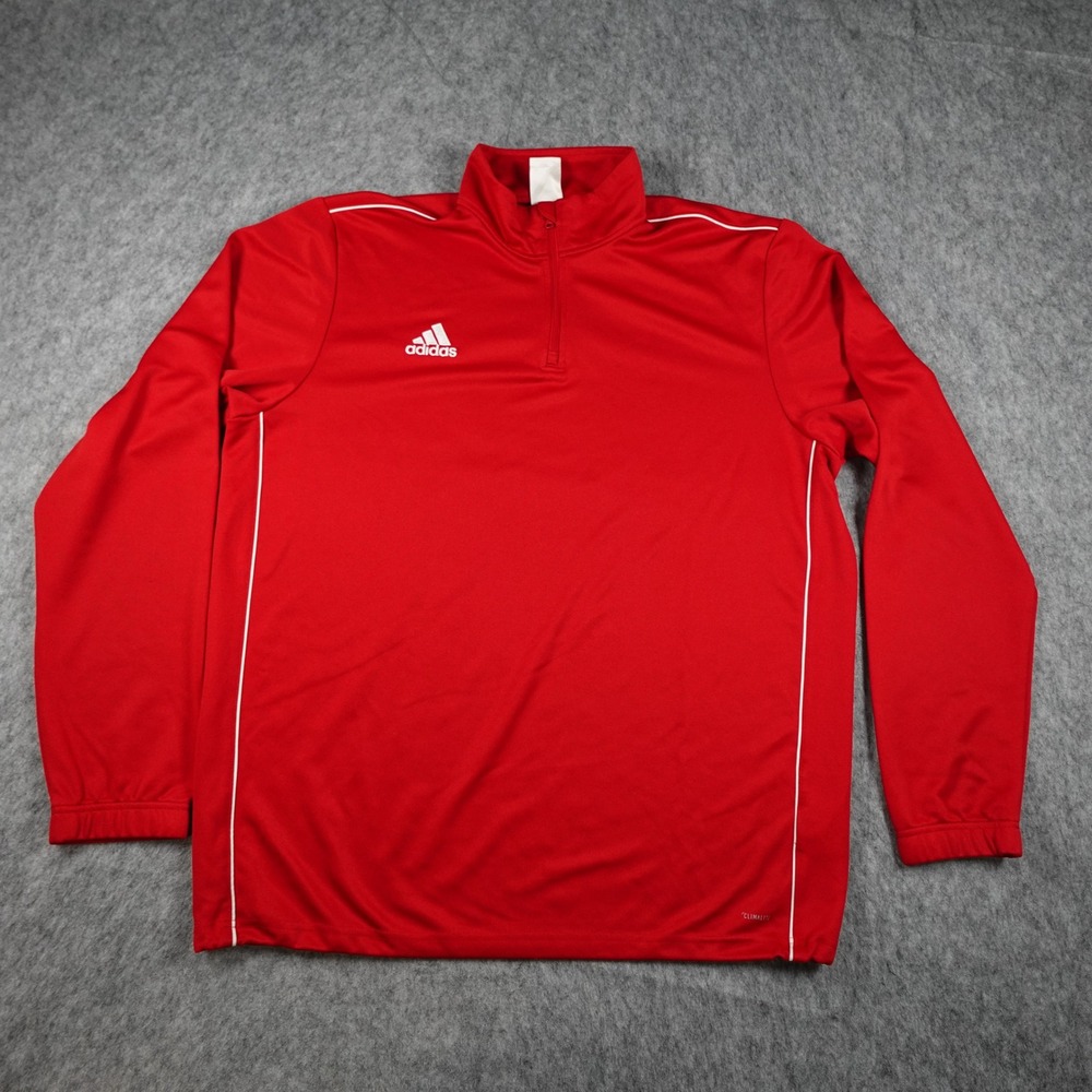 Adidas Pullover Mens Extra Large Red 1/4 Zip Mock Neck Climalite Aeroready